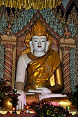 Bagan Myanmar. Next to the Gubyaukgyi stands the gilded Myazedi or 'Emerald Stupa'. 